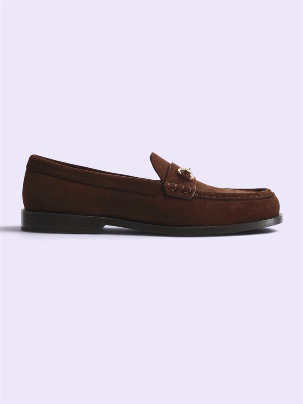 H&M Brown Suede Loafers with Gold Bit Detail